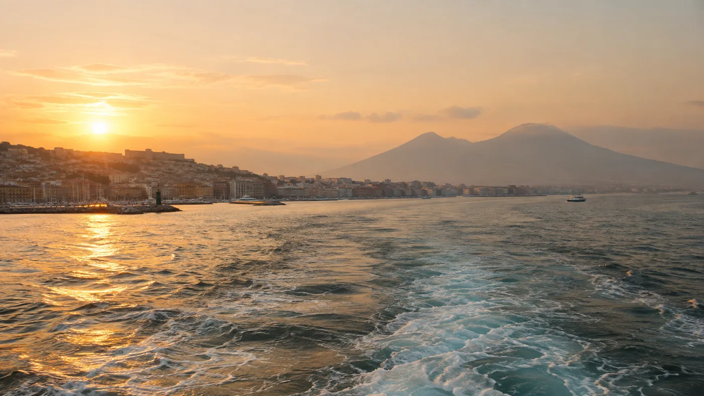 Il golfo di Napoli con Capri all&rsquo;orizzonte